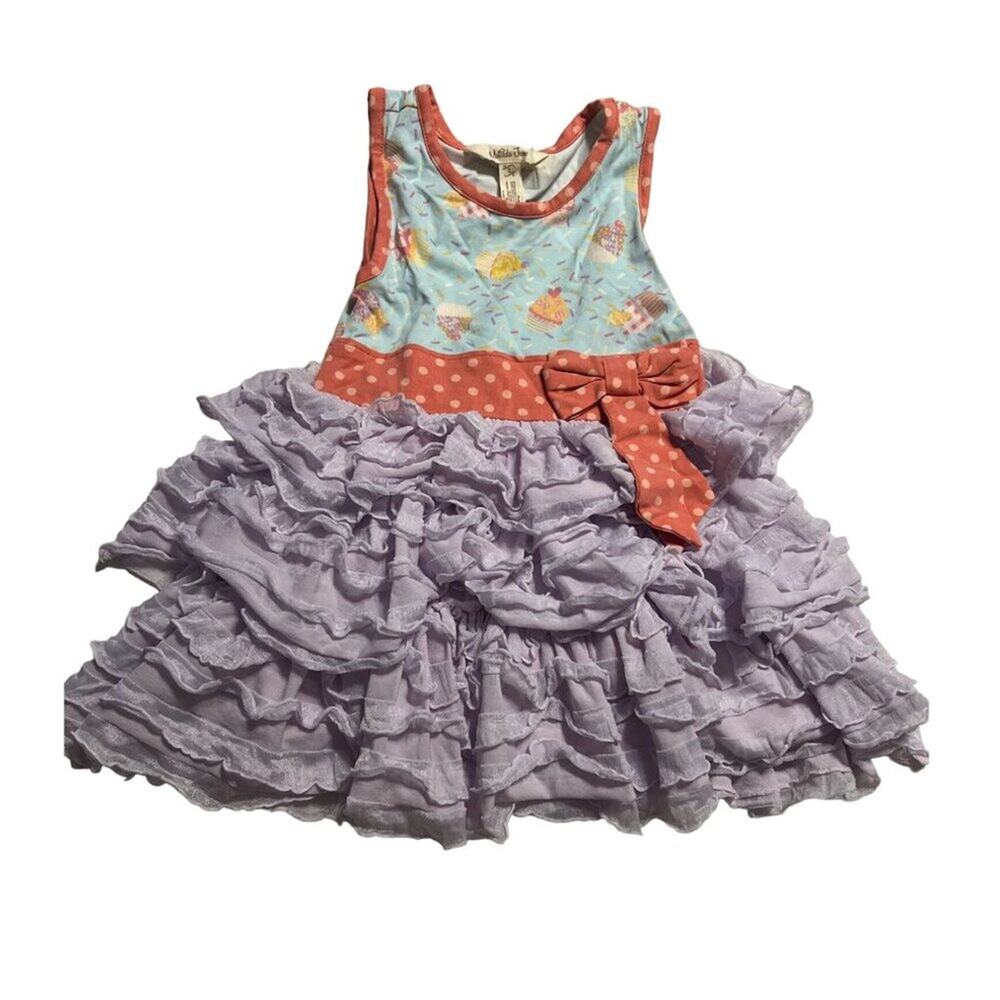 Matilda Jane Let's Eat Cake Ruffle A-Line Dress Girls Size 2 Excellent VERY Gent